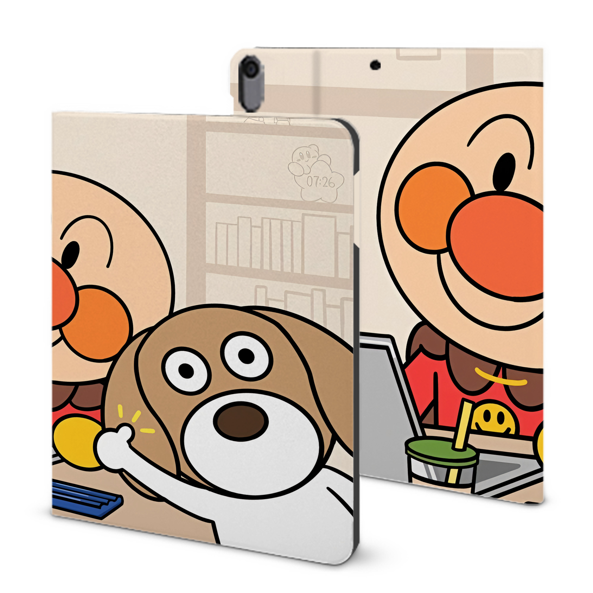 （画像用） アンパンマン Anpanman IPad ケース ブック型 PUレザー TPU 耐衝撃 軽量 薄型 ペン収納なし 全面保護 IPad 各モデル対応